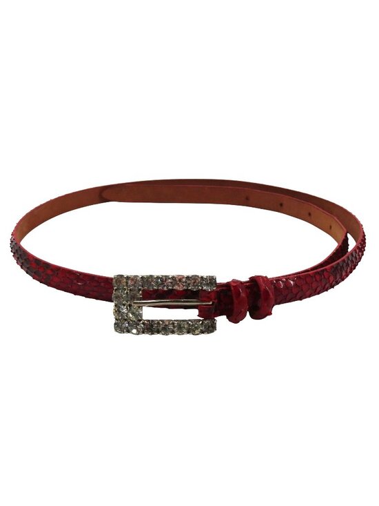 Claudio Orciani Women 80cm Red Genuine Snake Skin Rhinestone Buckle Skinny Belt main image 6
